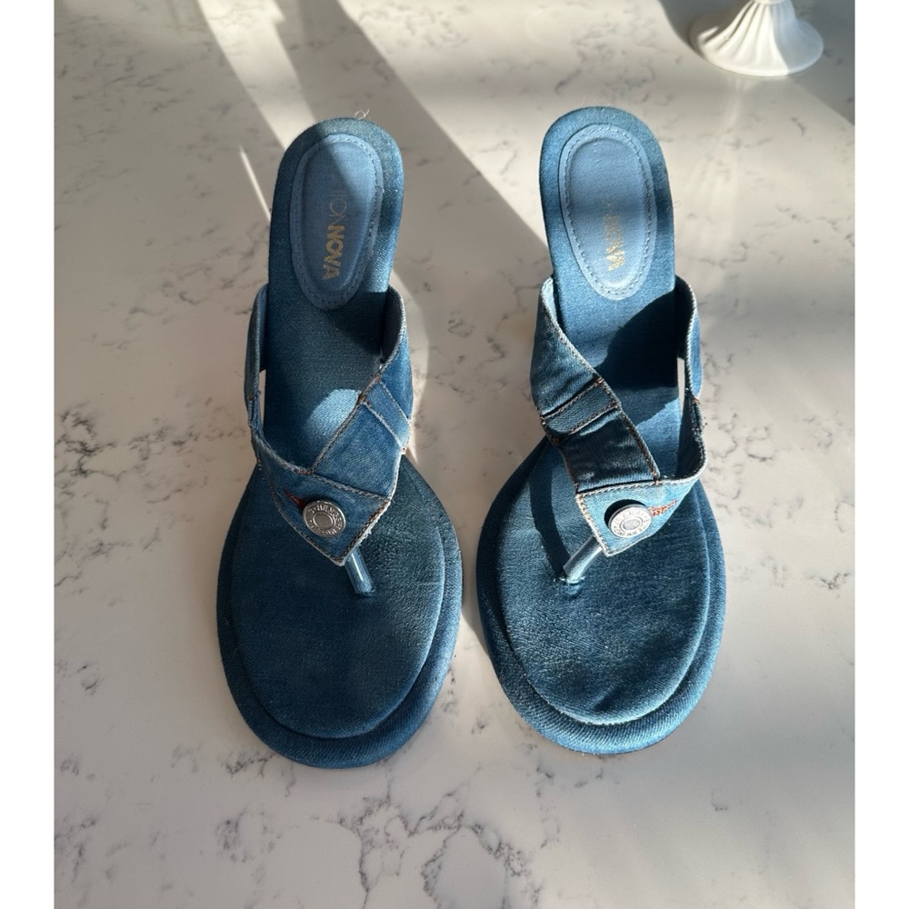 Denim Heeled Mules - Size 10 - Picture 10 of 14